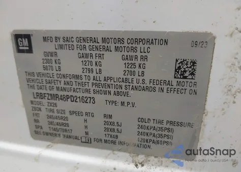 2023 Buick Envision Preferred Awd z USA, uszkodzony, nr VIN LRBFZMR48PD216273